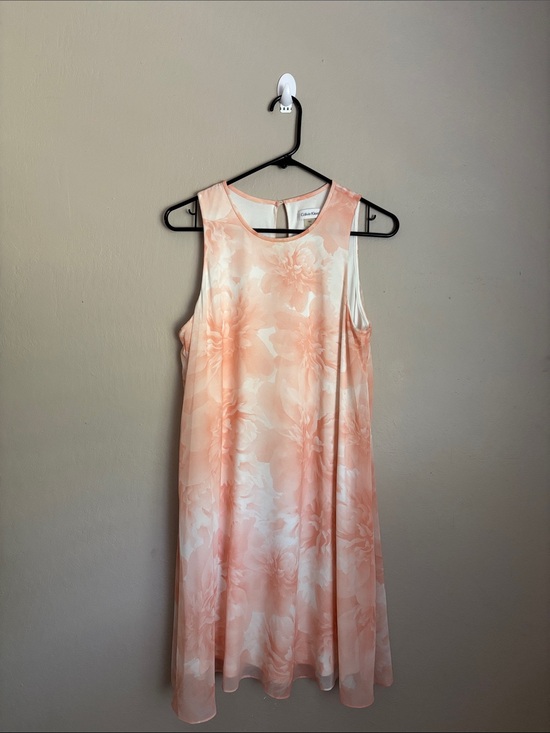 Calvin Klein Dresses & Skirts - Calvin Klein Peach-Pink Floral Sleeveless Midi Dress size 10